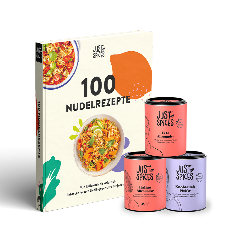 Kochbuch 100 Nudelrezepte + passendes Gewürzset