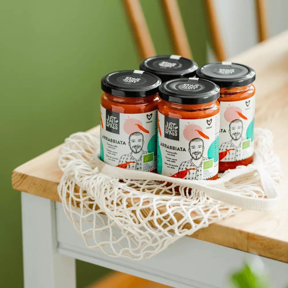 Just Spices - Arrabbiata: Bio-Tomatensoße mit Chili (4er) 