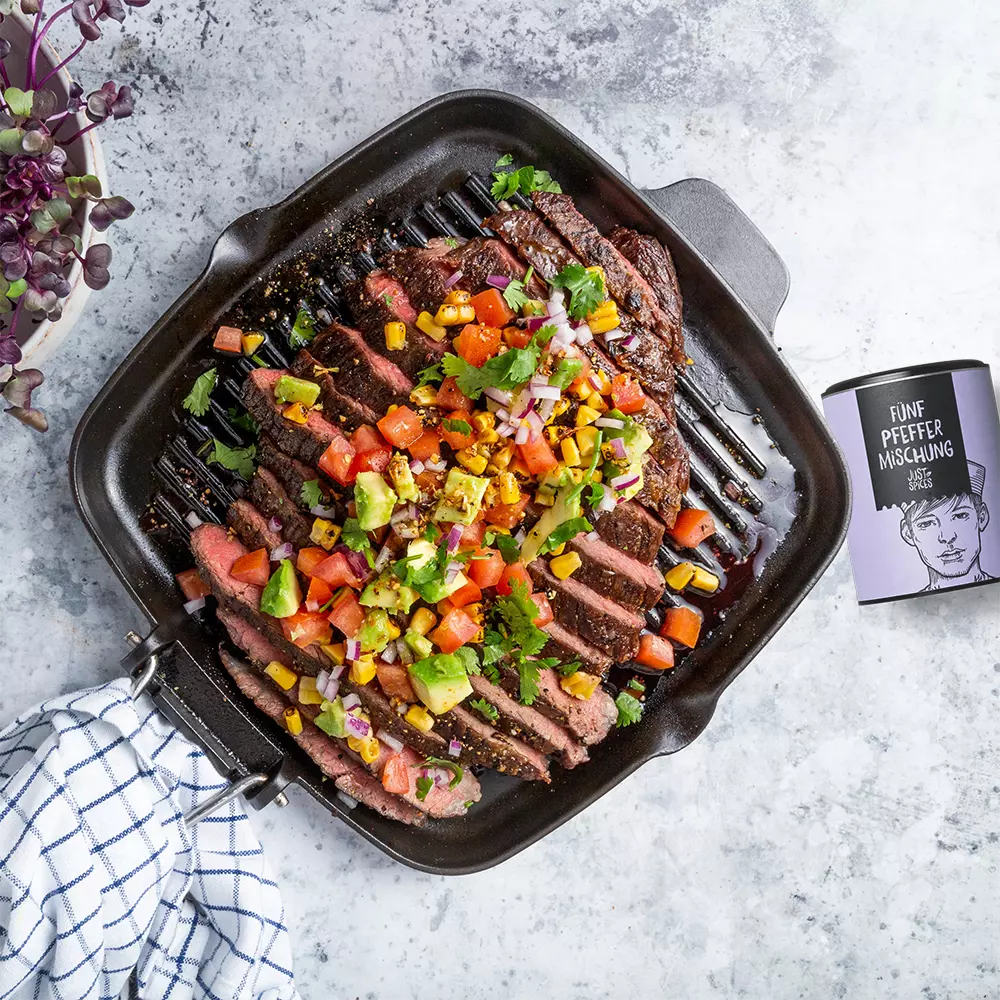 Just Spices - Fünf Pfeffer Mischung -  Steak mit Salsa, pfeffer mischung
