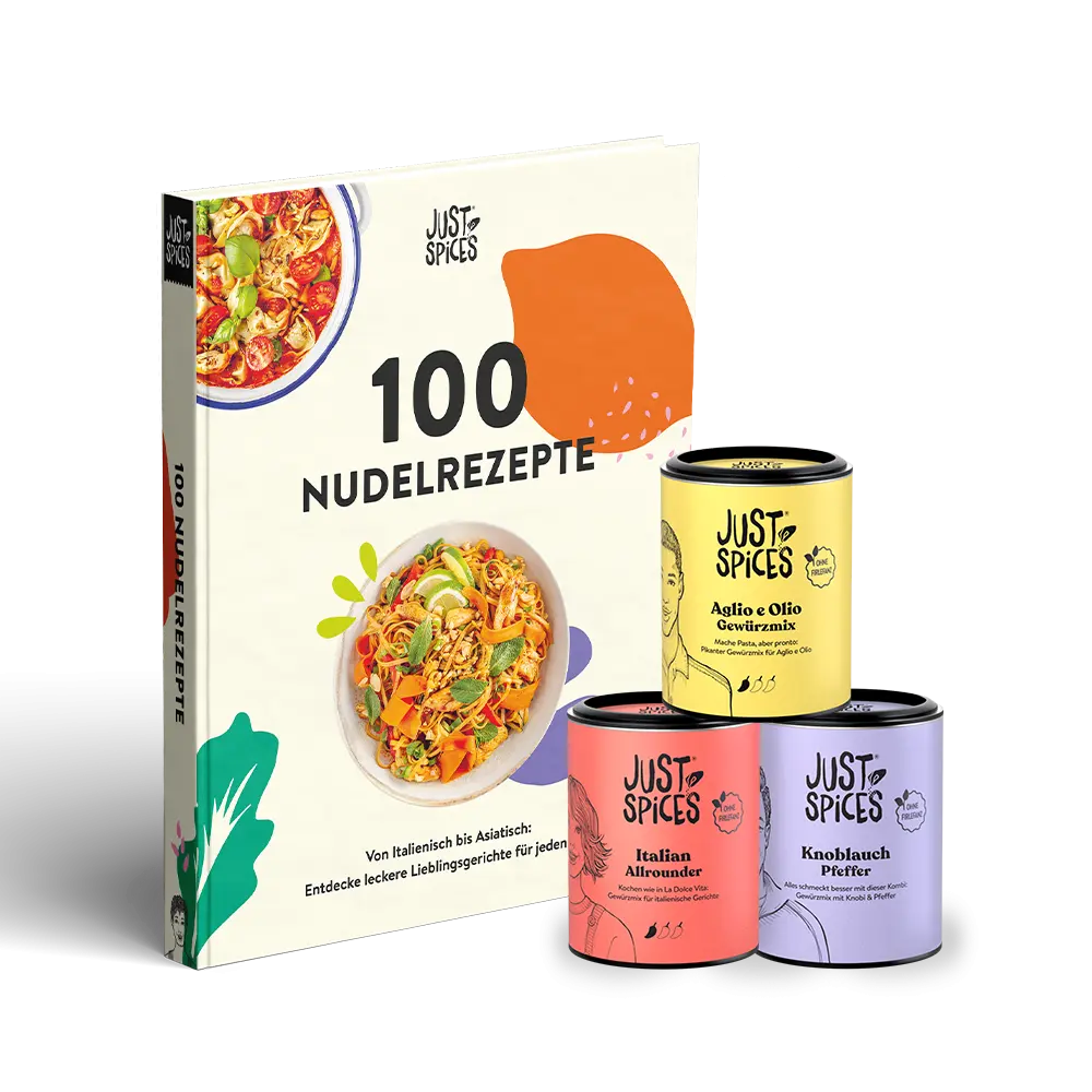 Just Spices - Kochbuch 100 Nudelrezepte + passendes Gewürzset