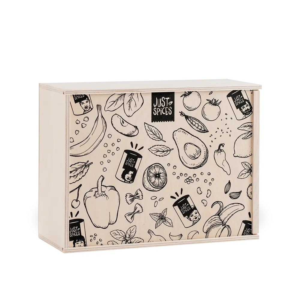 Just Spices - Mittlere Holzbox: 12 Gewürze