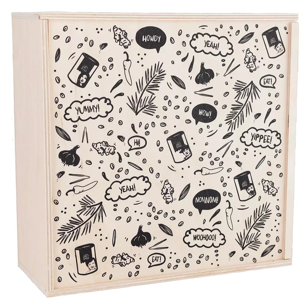 Just Spices - Große Holzbox: 16 Gewürze