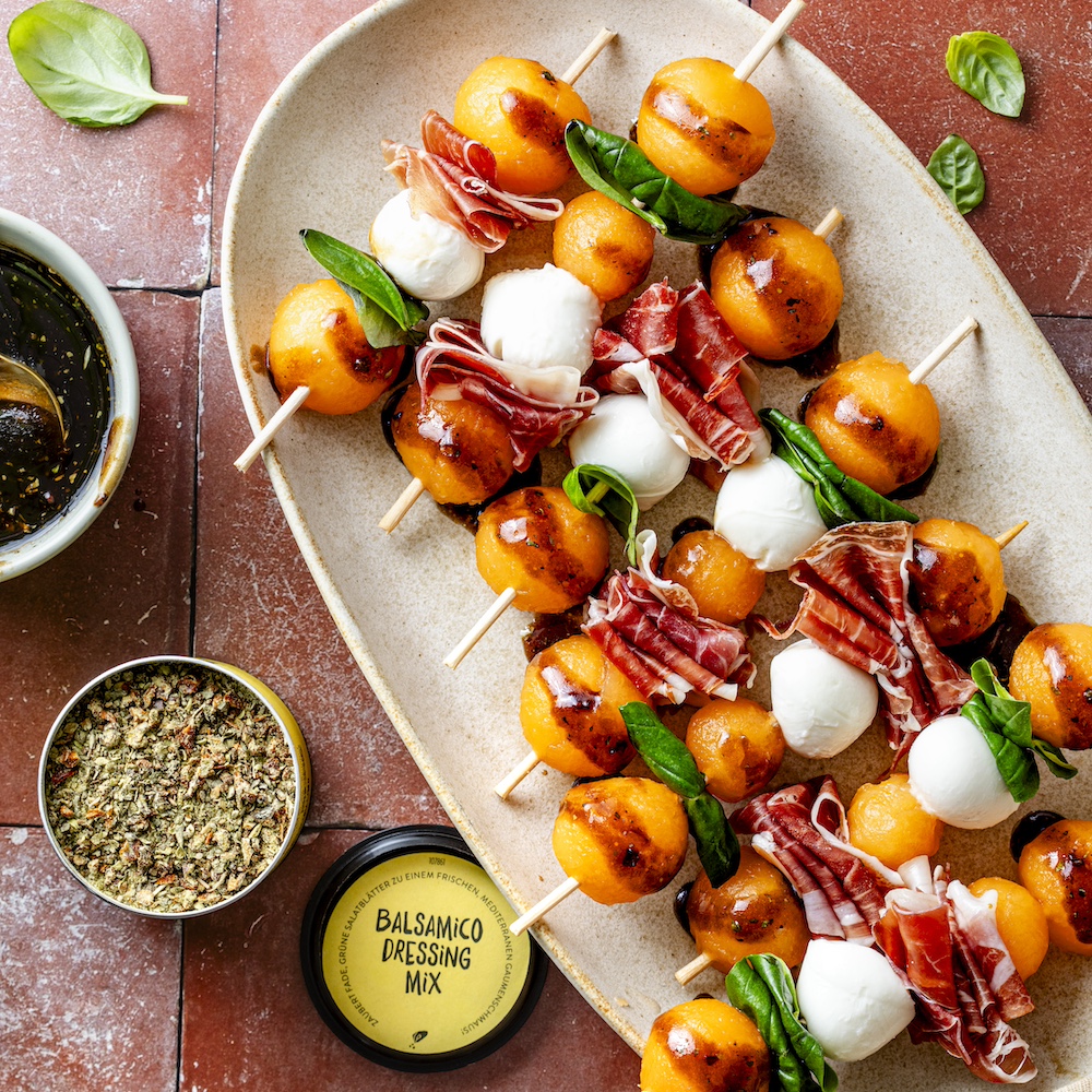 Melonen-Schinken-Spieße | Rezept | JUST SPICES®