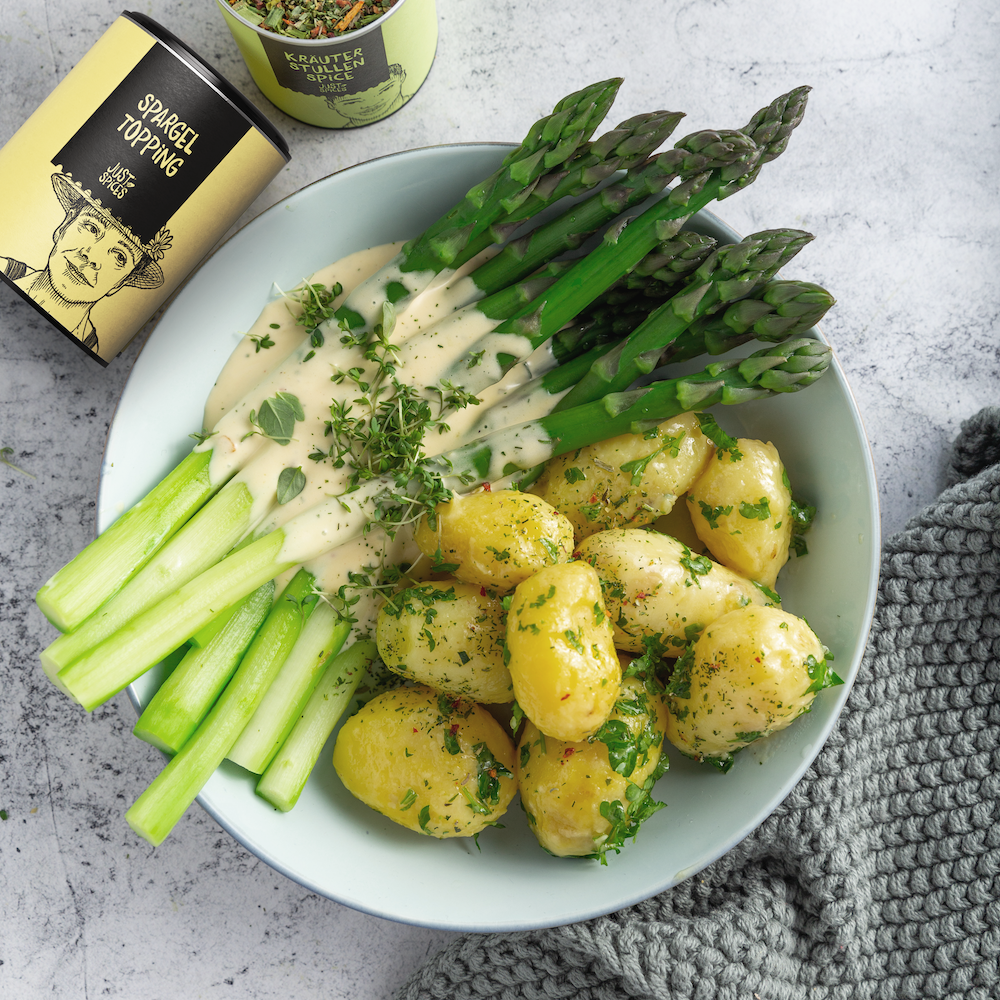 Grüner Spargel mit Hollandaise und Kartoffeln | Rezept | JUST SPICES®