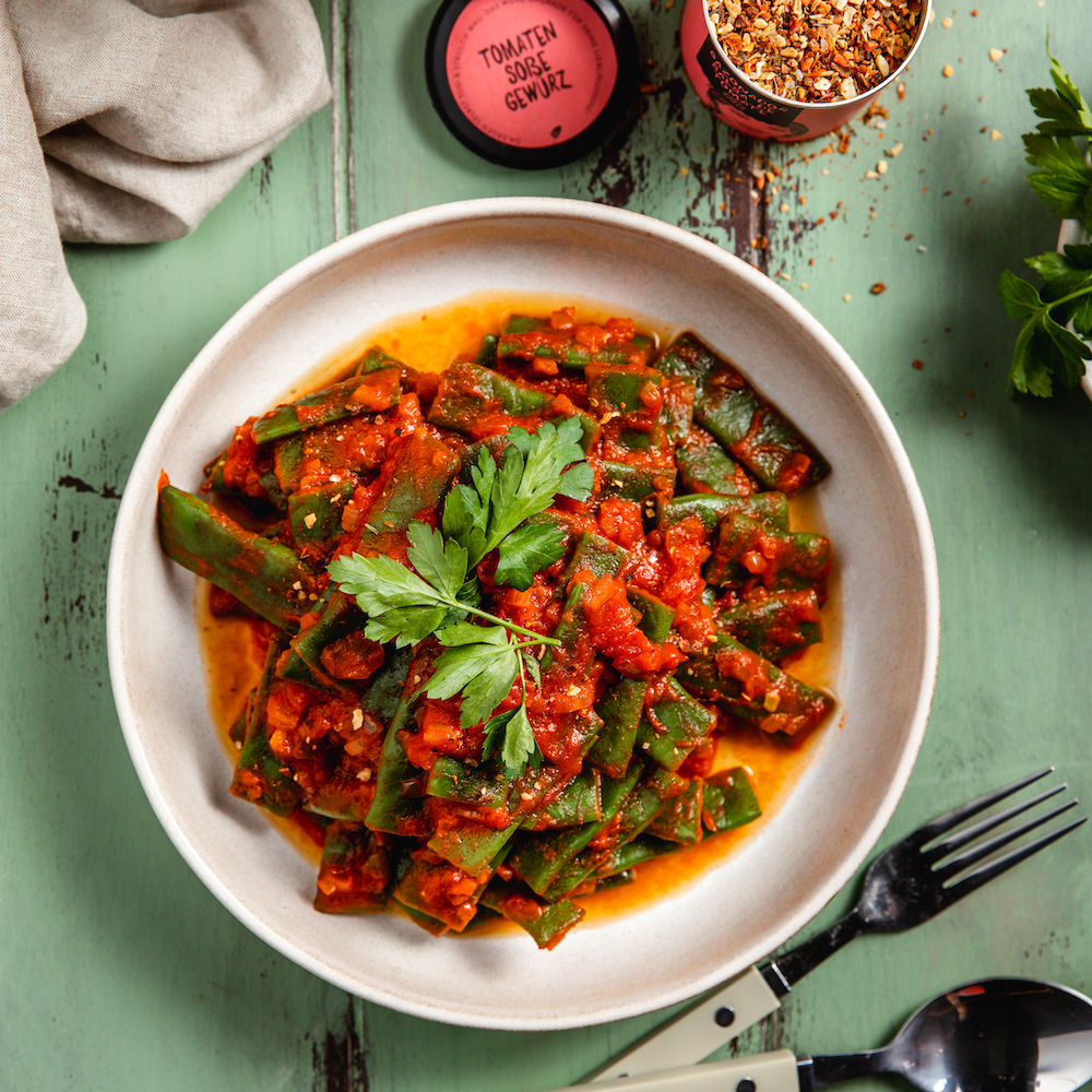 Grüne Bohnen in Tomatensoße | Rezept | JUST SPICES® Grüne Bohnen in Tomatensoße | Rezept | JUST SPICES®