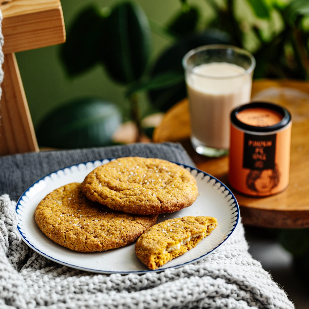 Kürbis Kekse mit Cheesecake Füllung