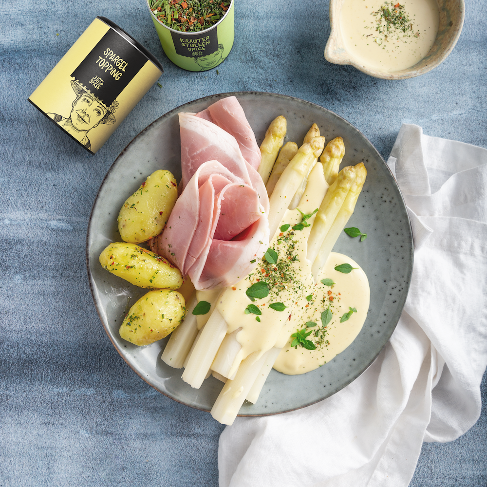 Spargel mit Hollandaise, Kartoffeln und Schinken | Rezept | JUST SPICES®