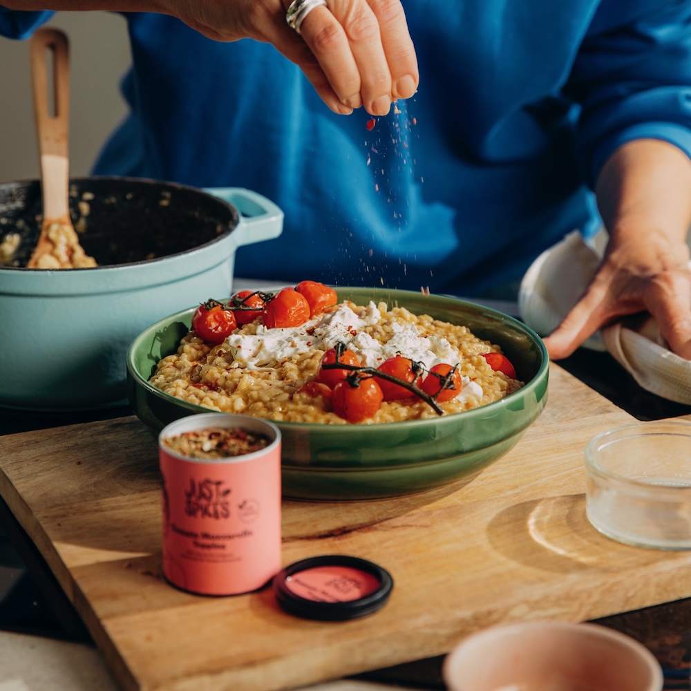 Zitronenrisotto mit Ofentomaten & Burrata