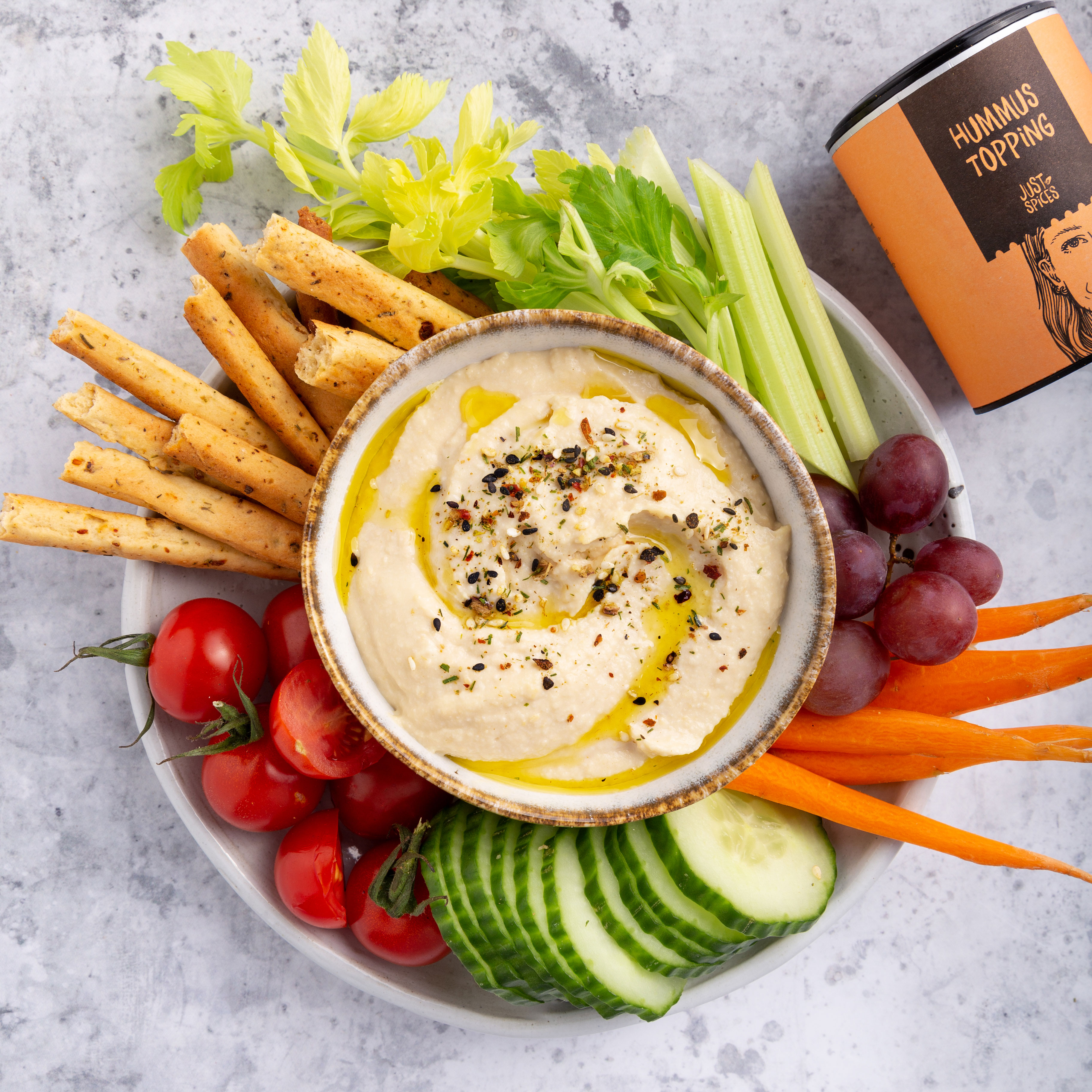 Rohkostplatte mit Hummus | Rezept | JUST SPICES®