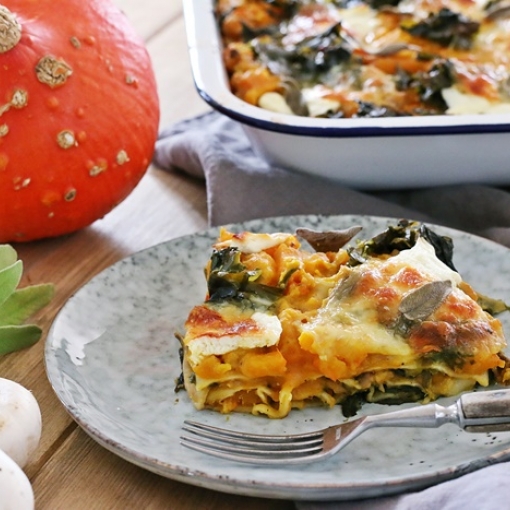 Kürbislasagne mit Spinat und Salbei
