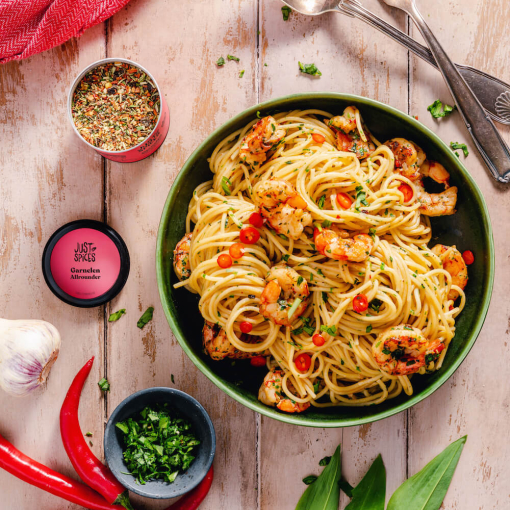 Spaghetti mit Garnelen