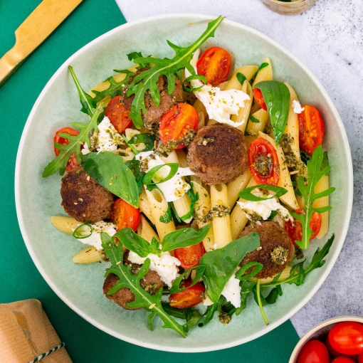 Penne mit Pesto Meatballs