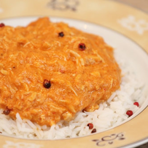 Hähnchen in Erdnusssauce mit Reis mit Thermomix®