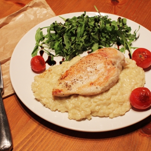 Pollo con Risotto alla Rucola