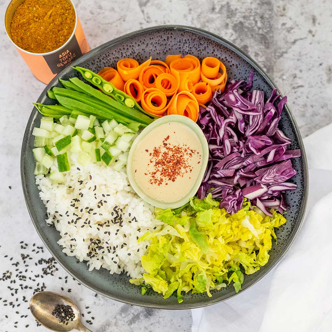 Sushi Bowl mit TahiniDressing Rezept JUST SPICES®