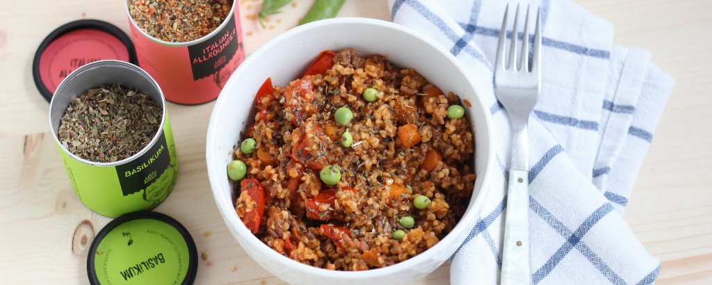 Tomatenbulgur mit Gemüse und Hackfleisch | Rezept | JUST SPICES®