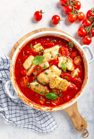 Kabeljau in Tomatensugo 