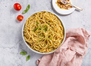 Spaghetti Aglio e Olio von oben