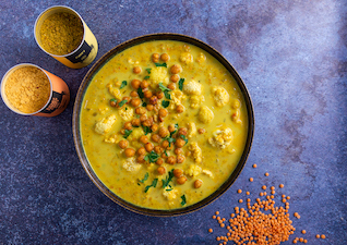 Linsensuppe mit Blumenkohl und Kichererbsen 