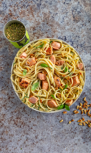 Cremige Lachs Linguine 