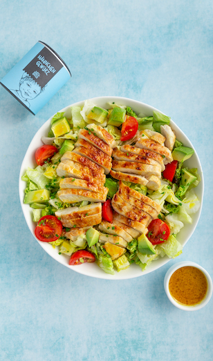 Salat mit Hähnchen und Ingwer Dressing