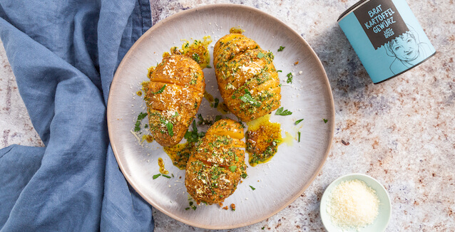 Parmesan Kartoffeln gewürzt mit Gewürz für Bratkartoffeln 