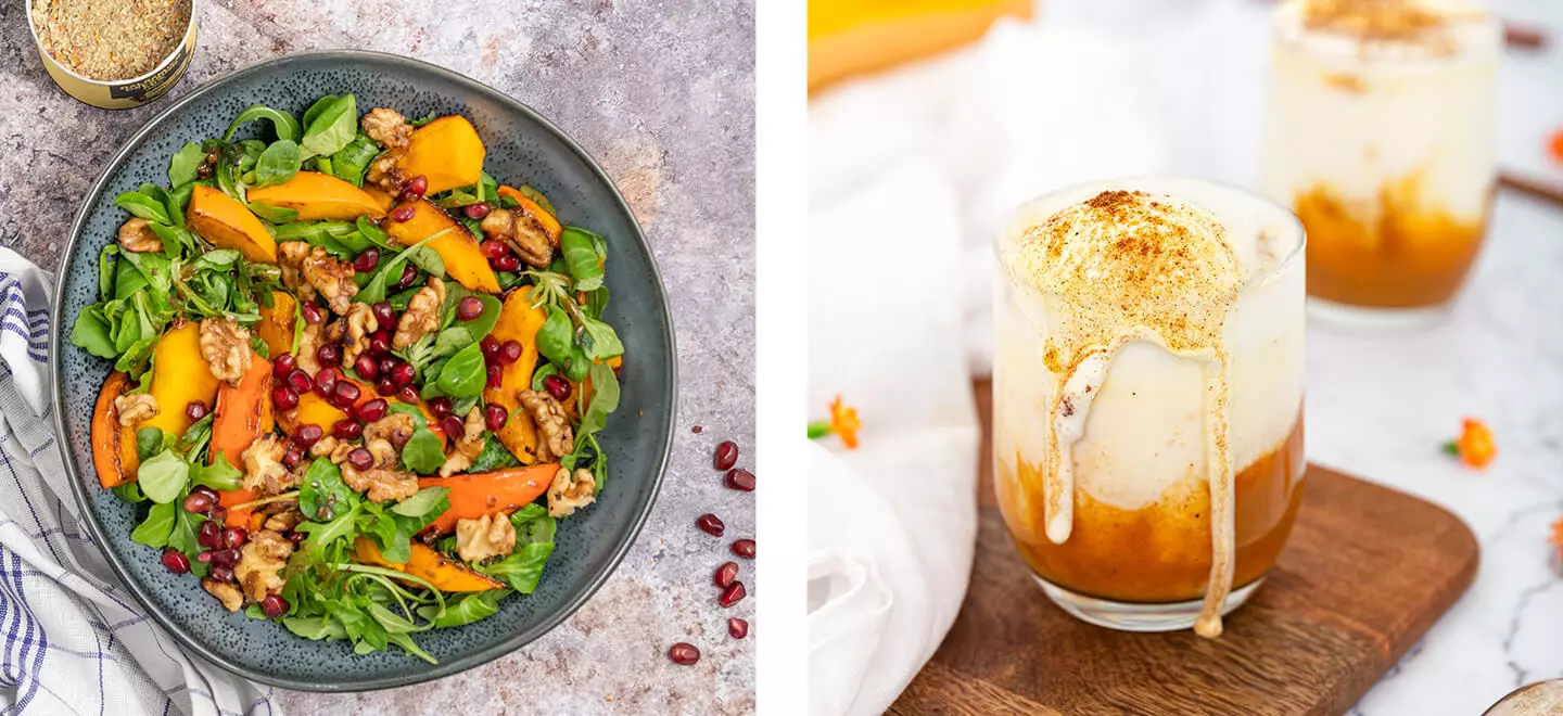 feldsalat-mit-granatapfel-und-walnuss-kernen-und-pumpkin-pie-spice-latte