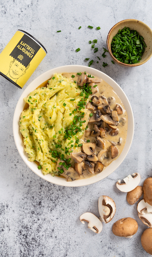 Kartoffelstampf mit Champignons und Schnittlauch gewürzt mit dem Just Spices Kartoffel Gewürz 