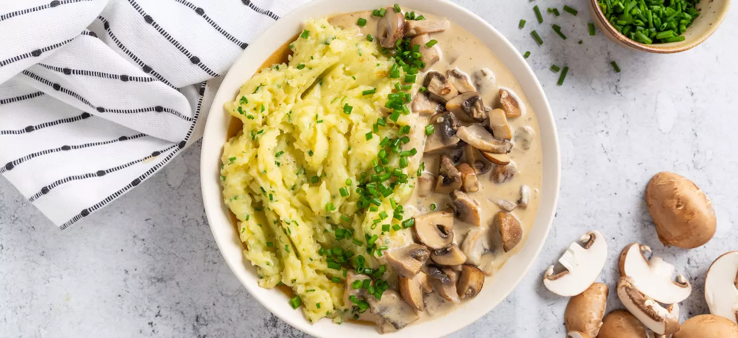 Kartoffelstampf mit Champignons und Schnittlauch 