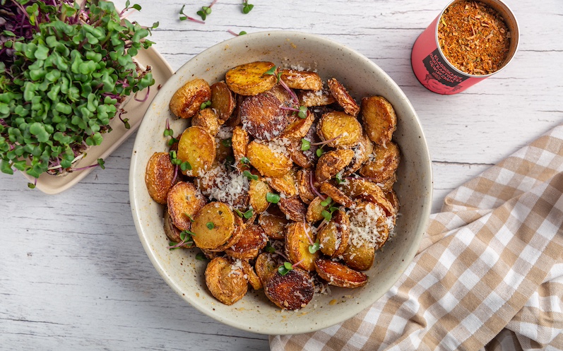 Vegetarische Bratkartoffeln aus der Heißluftfritteuse 