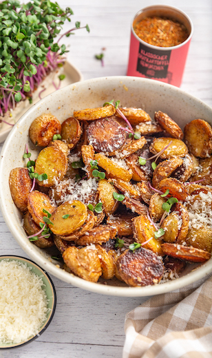 Bratkartoffeln mit Parmesan gewürzt mit dem Bratkartoffel Gewürzmix 