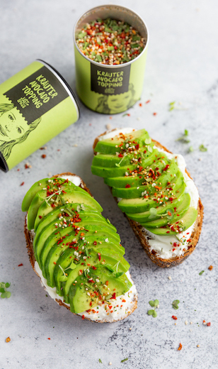 Avocado Brot mit Frischkäse gewürzt mit Gewürz für Avocado 