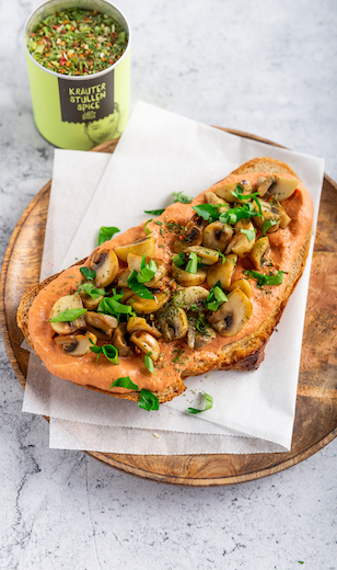 Pilz Hummus Brot mit Kräuter Stullen Gewürz 