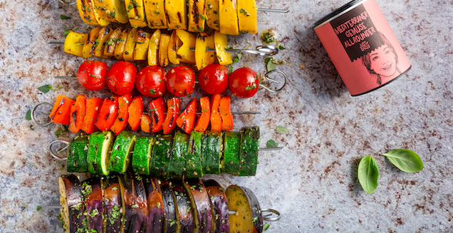 Mediterrane Grillgemüsespieße gewürzt mit dem Mediterranen Gemüse Allrounder