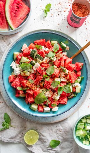 Melonen Feta Salat mit Minze