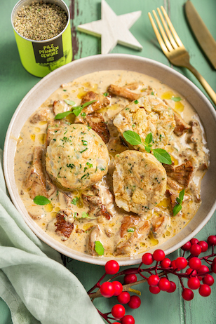 Knödel mit Pfifferling Rahmsoße 