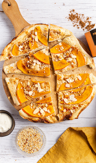Süßer Flammkuchen mit Kürbis 