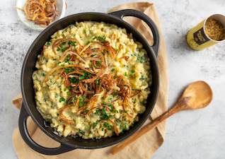 Käsespätzle mit Röstzwiebeln