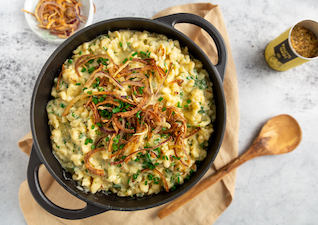 Käsespätzle mit Röstzwiebeln