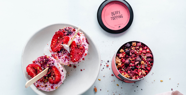 Joghurteis mit Beeren und Berry Topping 