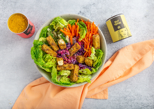 Bunte Salatbowls mit Tofu Sticks 