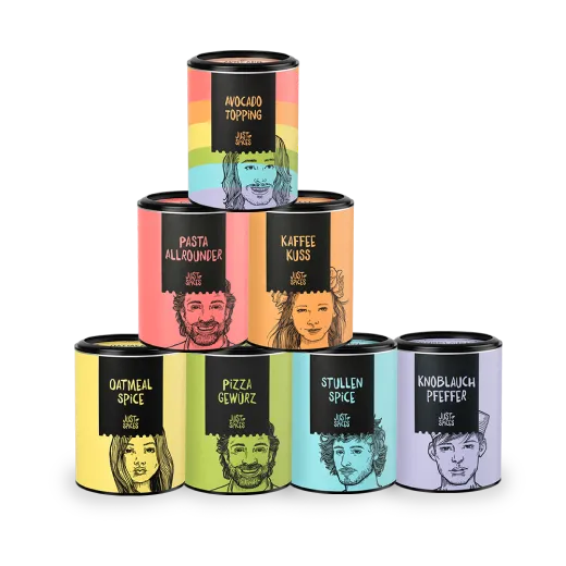 Bestseller-Set: Unsere Bestseller in Regenbogenfarben mit zusätzlich dem Avocado-Topping in der Pride Edition von Just Spices