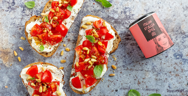 Tomaten Frischkäse Stulle mit Italian Stullen Spice 