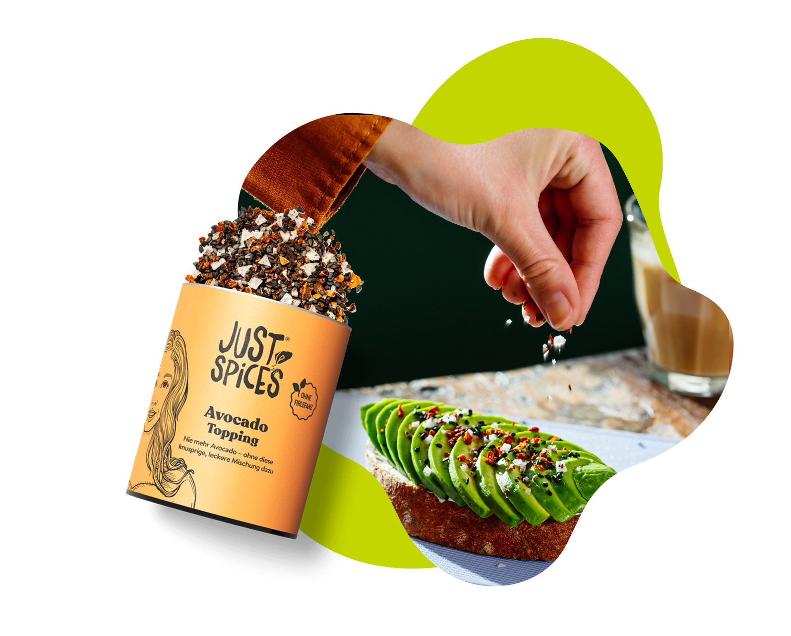 Avocado Topping Gewürzdose mit Avocado Brot