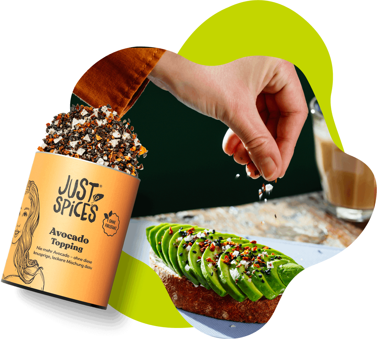 Avocado Topping Gewürzdose mit Avocado Brot
