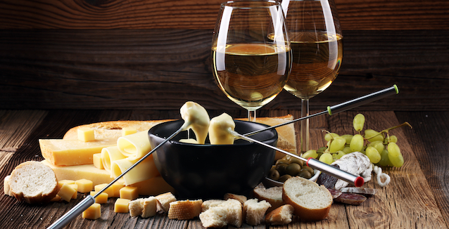 Käse Fondue mit Wein
